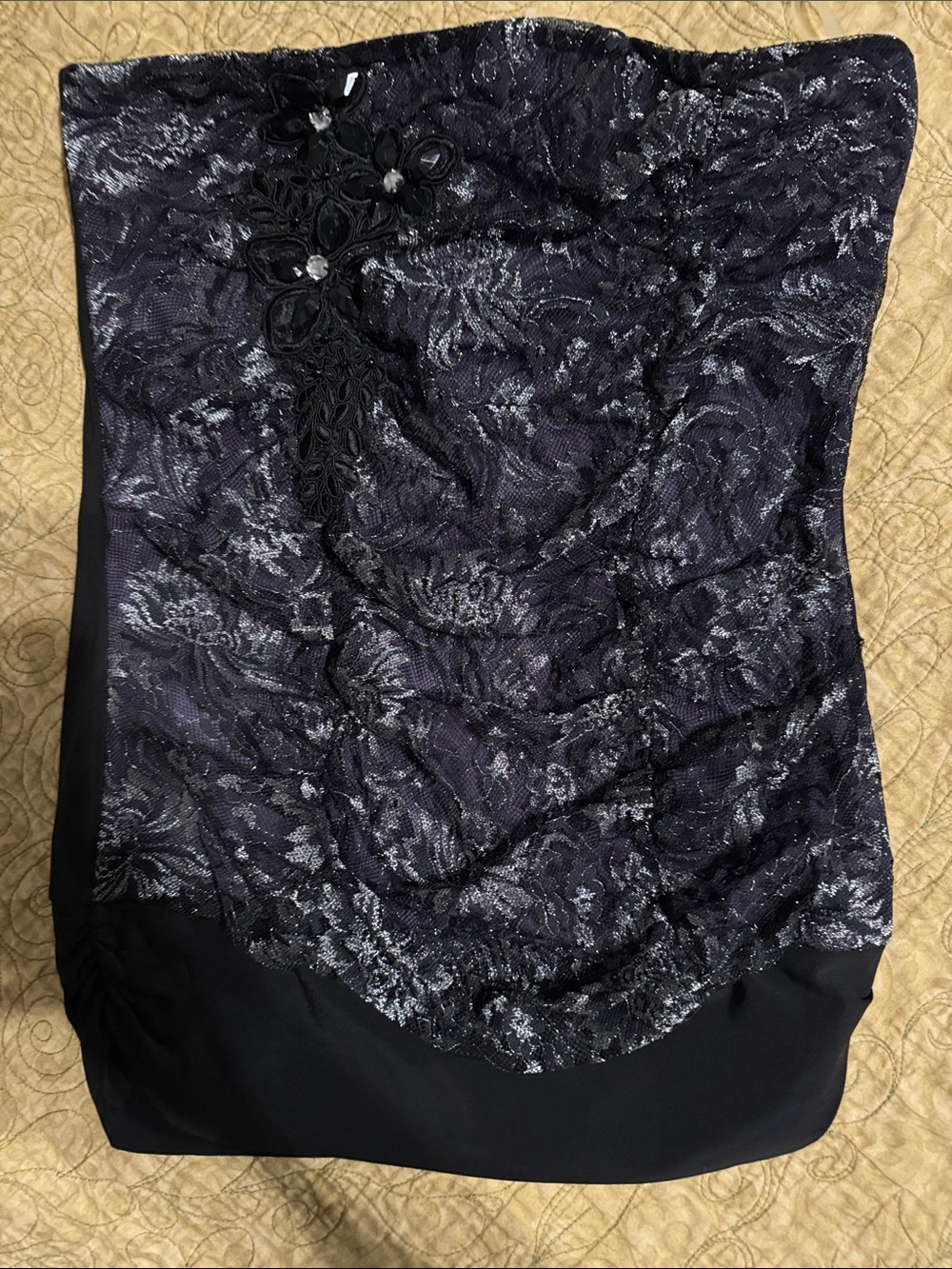 Strapless Black & Dark Purple Lace top